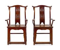 A Pair of Chinese Elmwood Armchairs