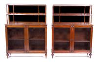 A Pair of Regency Style Chiffoniers Height 55 1/2 x width 22 x depth 12 inches.