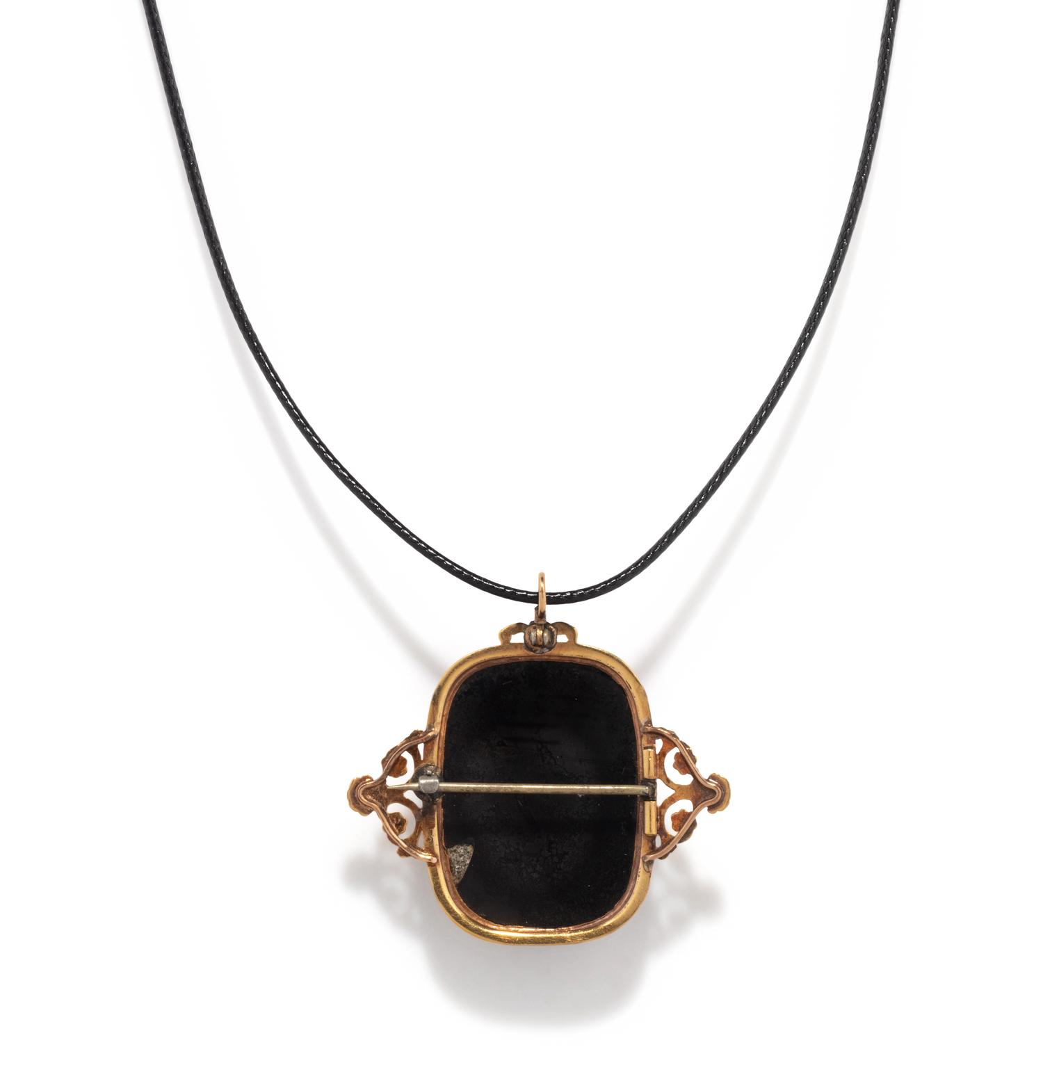 A Victorian Sardonyx Cameo with the Head of Medusa — Set in a Brooch-Pendant