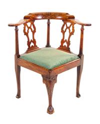A George III Walnut Corner Chair
