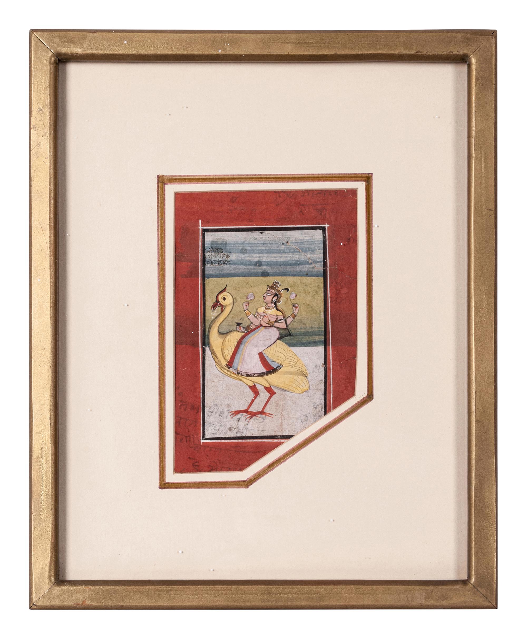 Four Indian Miniature Paintings and Manuscript Leaves