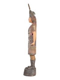 A Folk Art Carved and Painted Pine Native American Cigar Store Figure