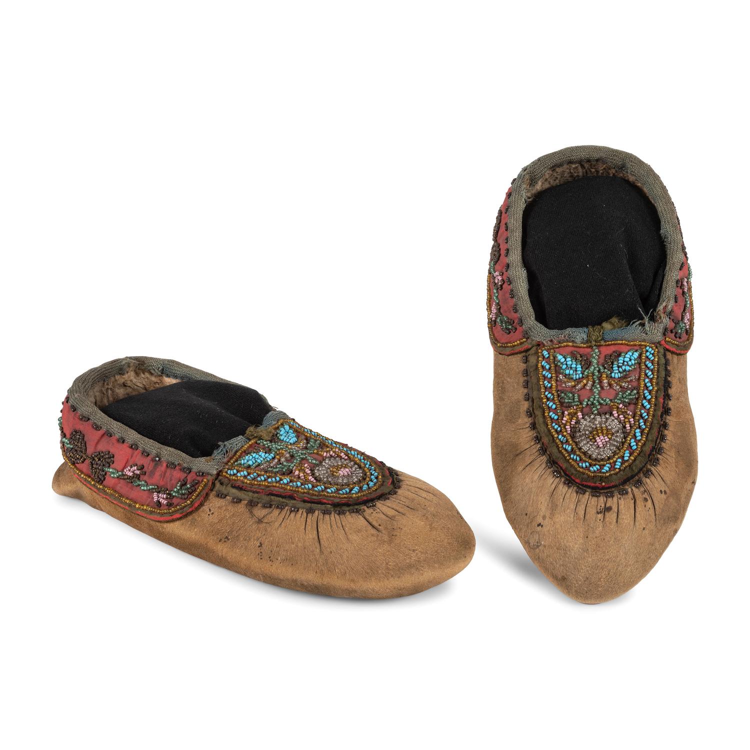 Huron and Haudenosaunee Beaded Hide Moccasins