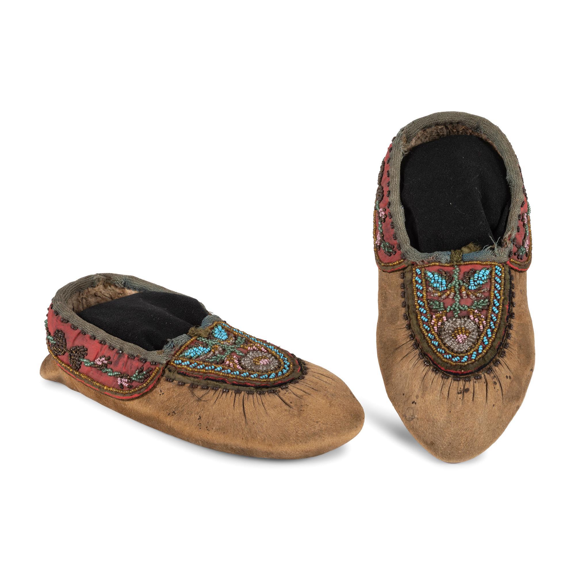 Huron and Haudenosaunee Beaded Hide Moccasins