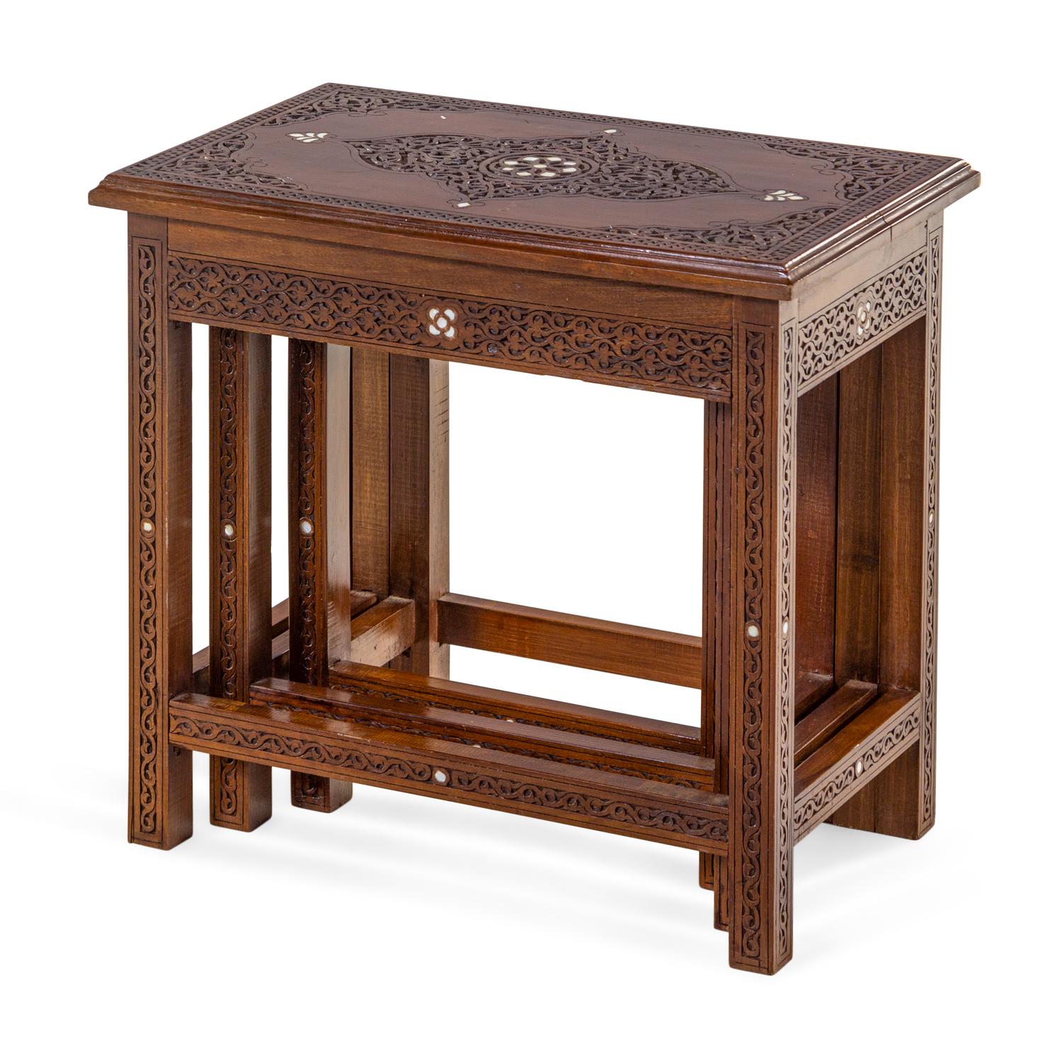 A Set of Syrian Walnut Three-Stack Nesting Tables