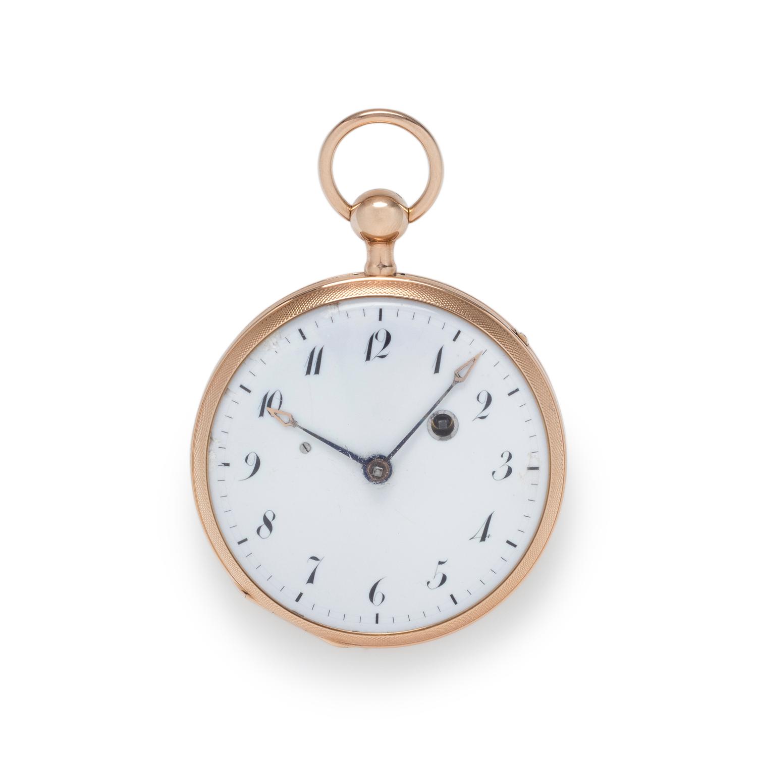 18K PINK GOLD QUARTER REPEATER OPEN FACE POCKET WATCH