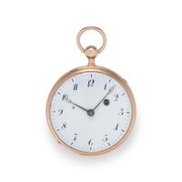 18K PINK GOLD QUARTER REPEATER OPEN FACE POCKET WATCH
