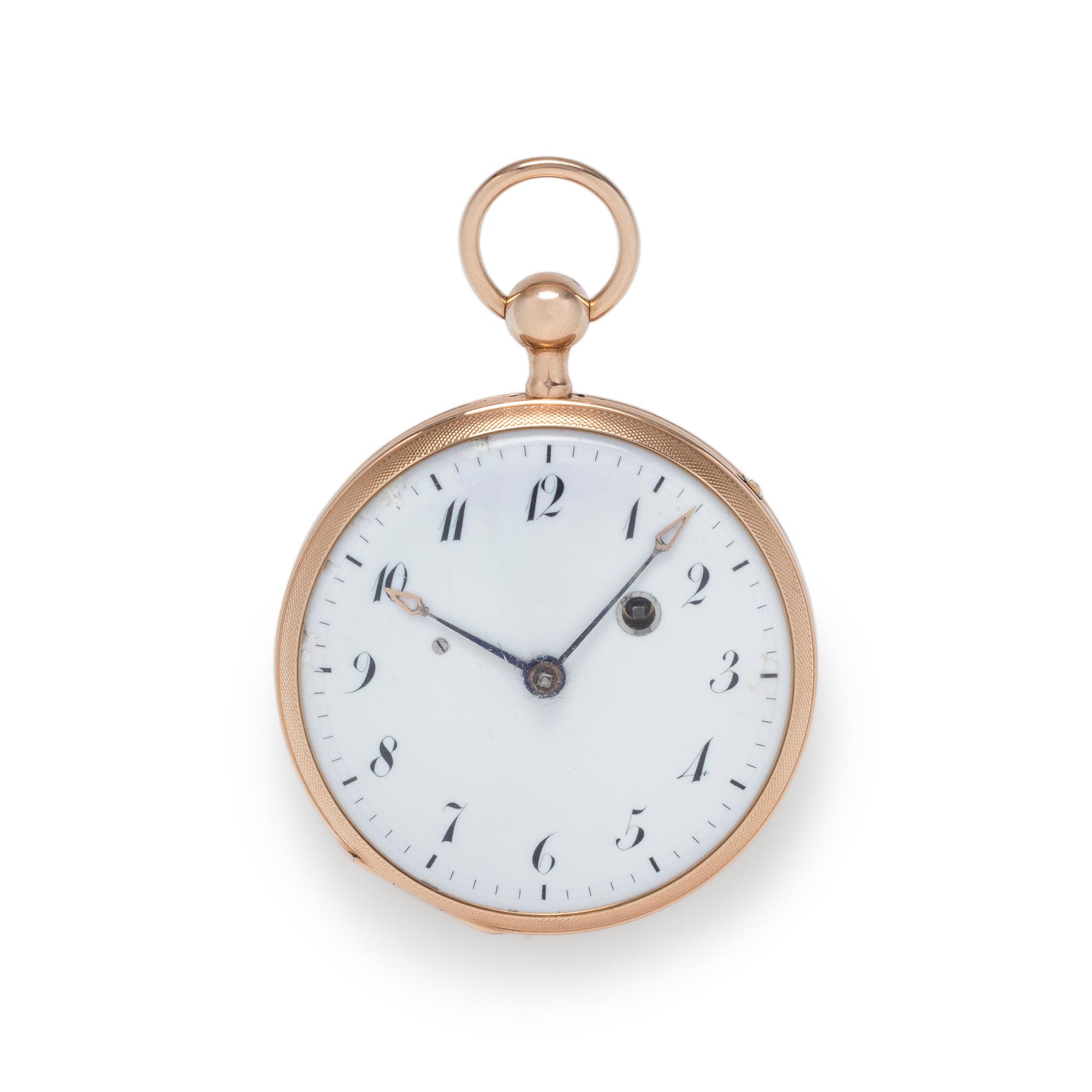 18K PINK GOLD QUARTER REPEATER OPEN FACE POCKET WATCH