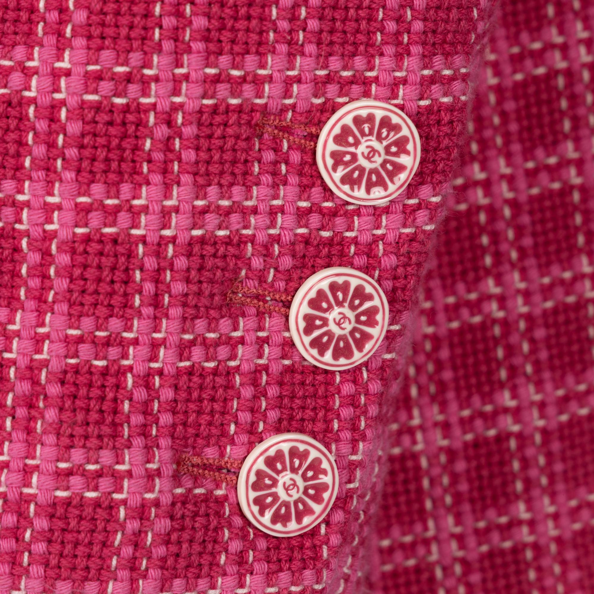Chanel, Raspberry Plaid Tweed Blazer