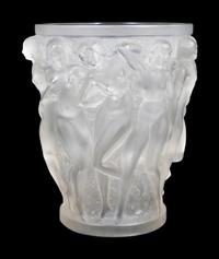 A Lalique Molded and Frosted Glass Vase: Bacchantes