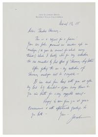 HEIFETZ, Jascha (1901-1987). Autograph letter signed ("Jascha"), to Theodore Steinway. Beverly Hills, 13 March 1955.