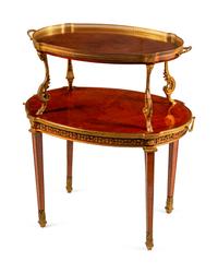 A Louis XVI Style Gilt-Bronze-Mounted Kingwood Two-Tier Tea Table
