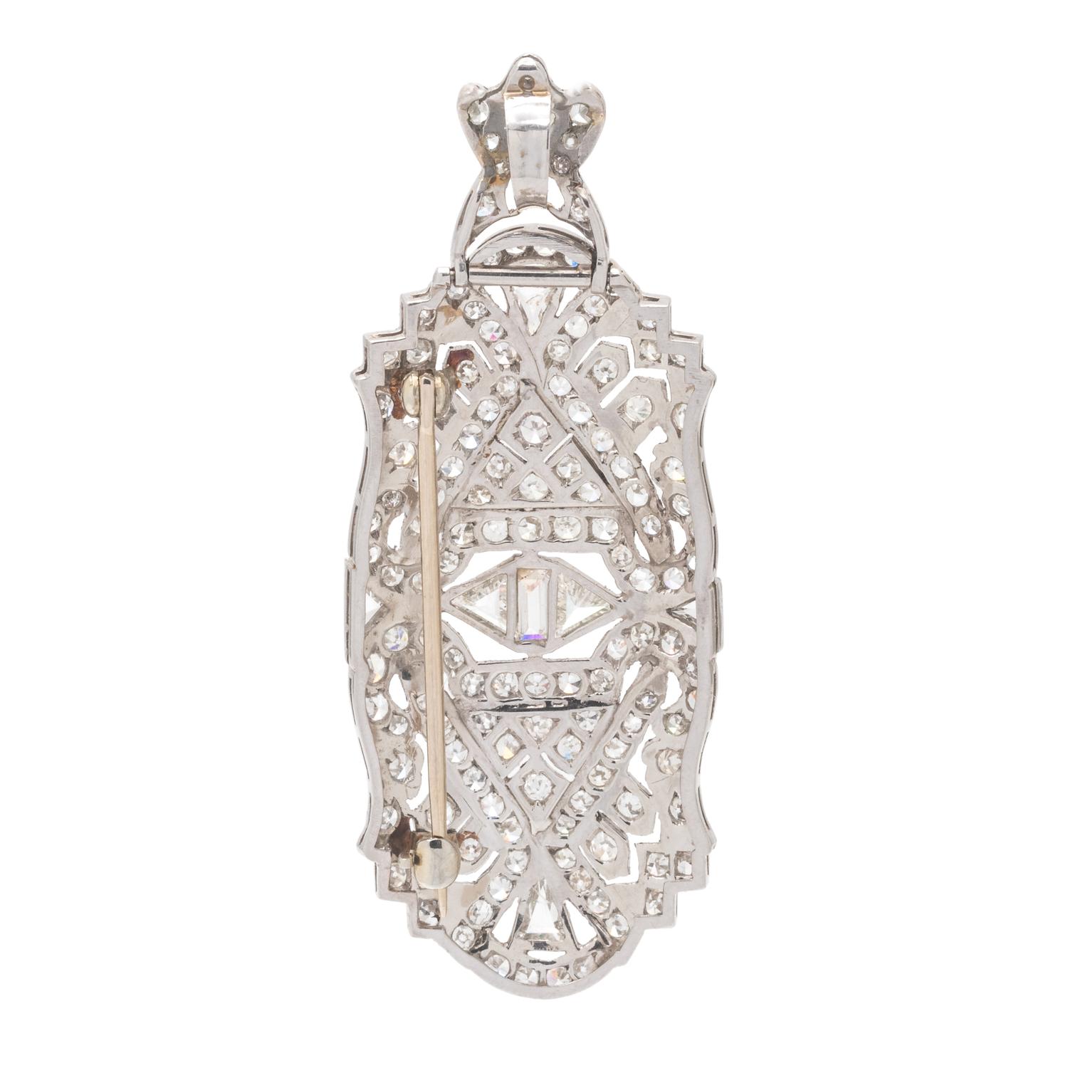 ART DECO, DIAMOND PENDANT/BROOCH