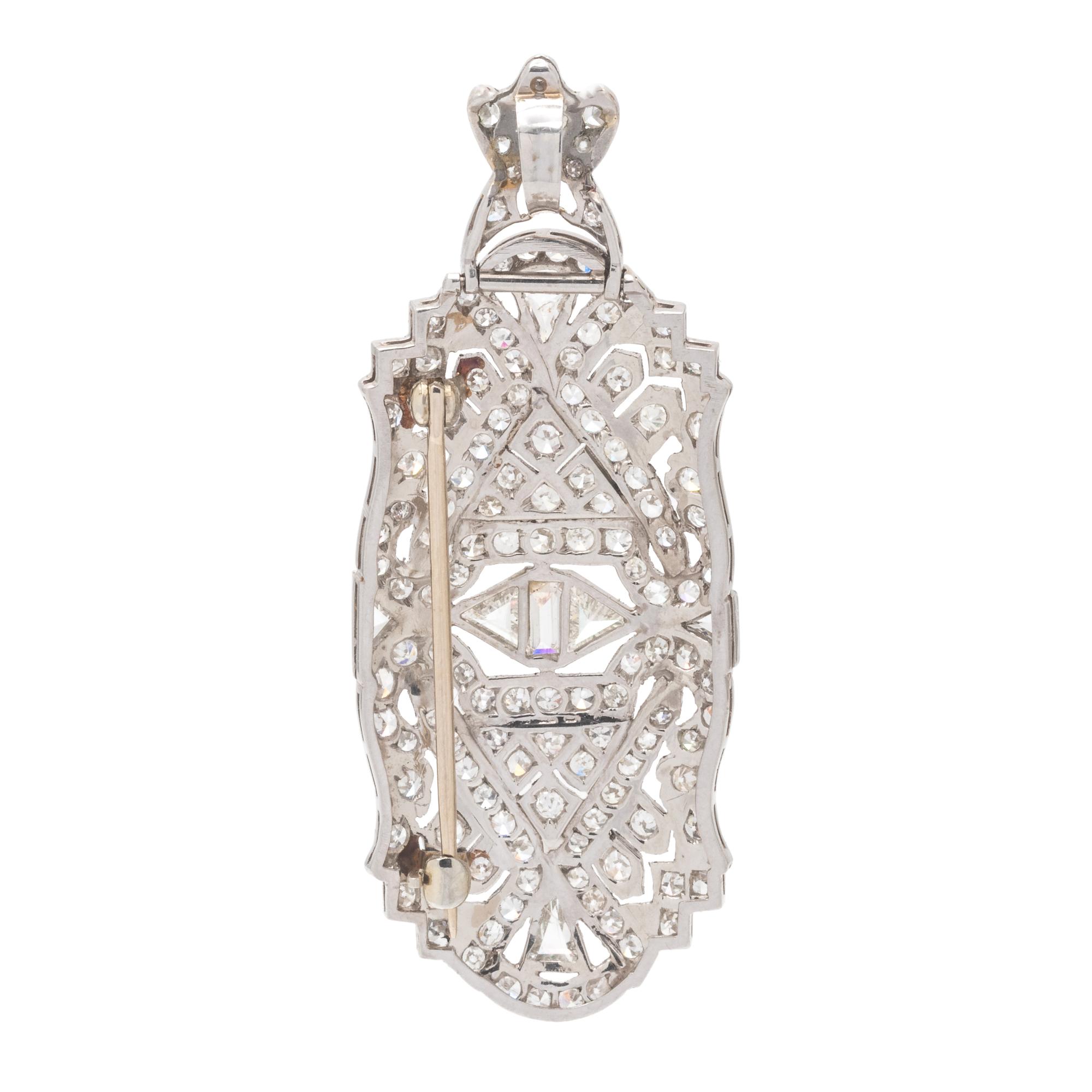 ART DECO, DIAMOND PENDANT/BROOCH