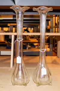 A Pair of Blown Glass Vases. Height of tallest 19 1/4 inches.