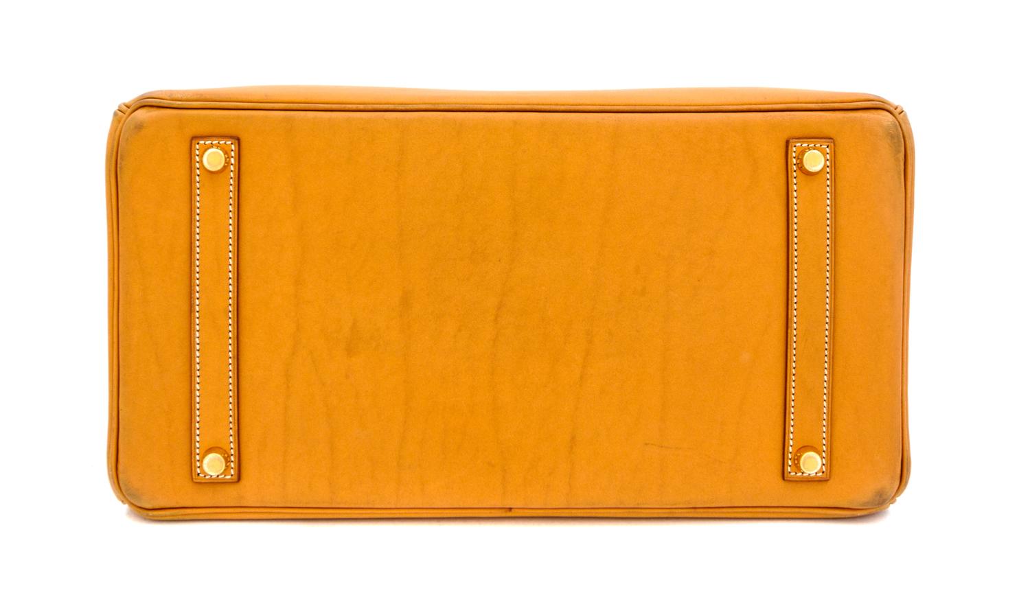 An Hermes Tan Leather 35cm Birkin Handbag, 13.5" x 11" x 7".