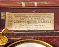 A brass and mahogany marine chronometer, Bliss & Creighton, New York, NY, retailed by Geary & Weale, Baltimore, MD, circa 1850s