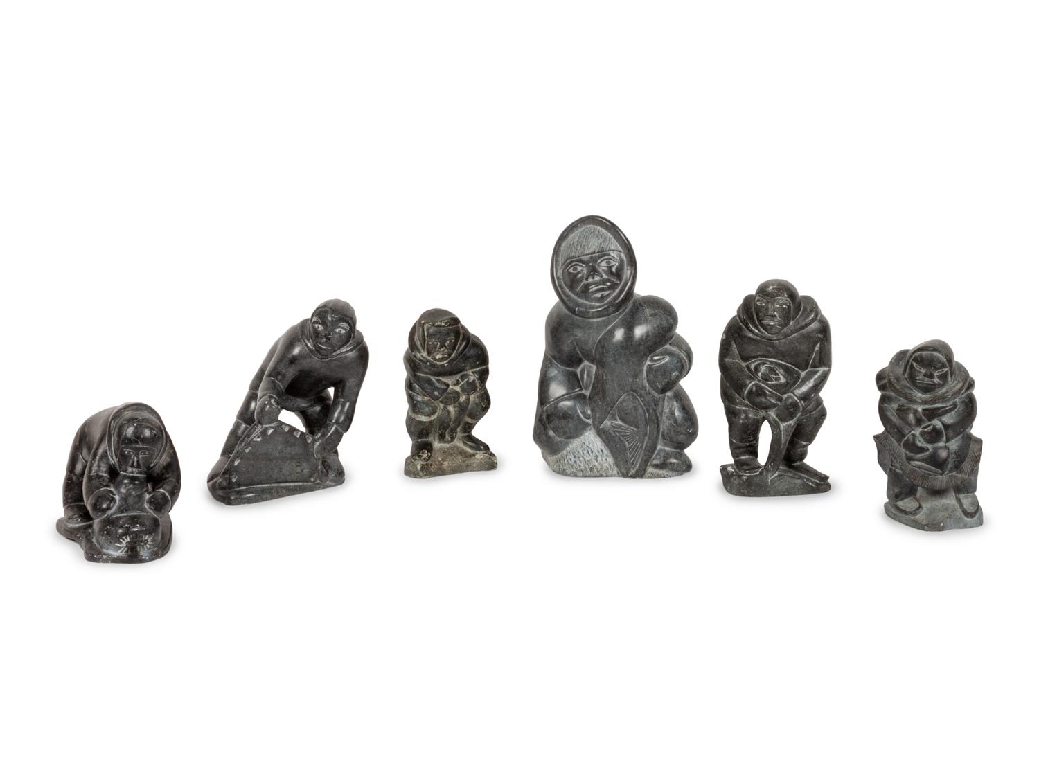 Six Inuit Soapstone Carvings