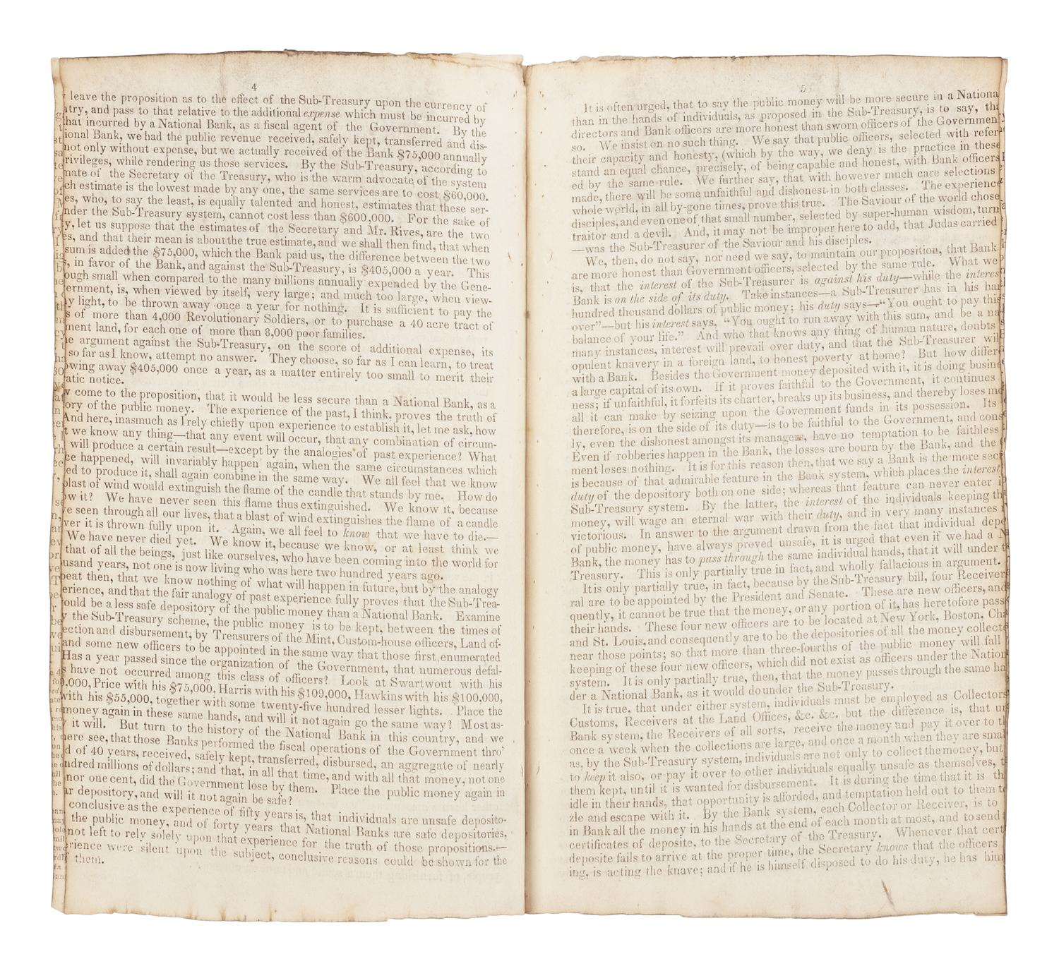 LINCOLN, Abraham (1809-1865). Speech of Mr. Lincoln, at a Political Discussion, in the Hall of the House of Representatives, December [1839, at Springfield, Illinois] . Springfield, Illinois, 1839.