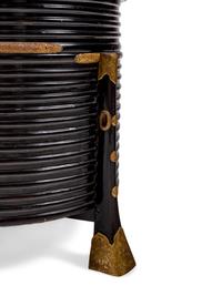 A Pair of Japanese Brass-Mounted Black Lacquer Boxes