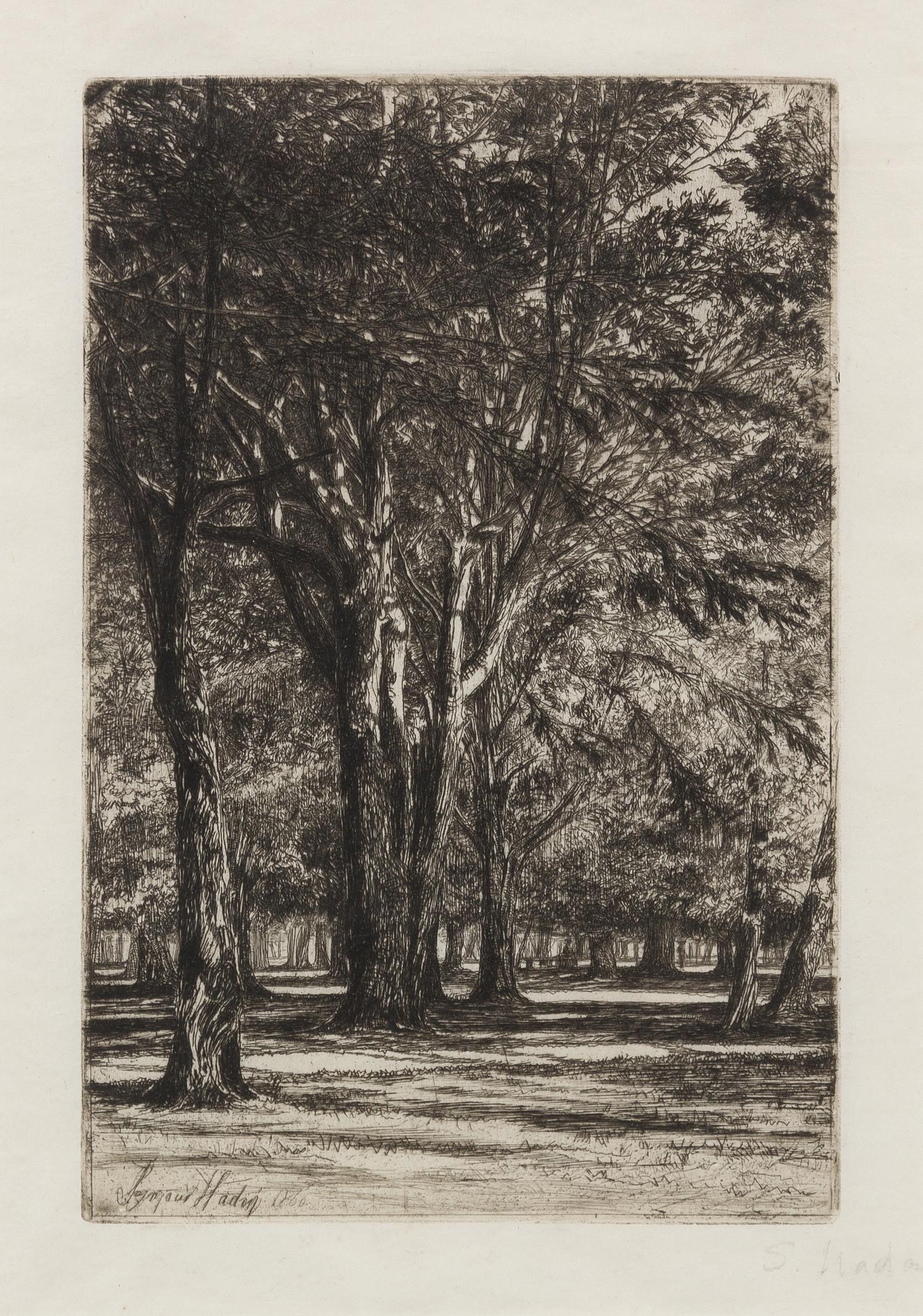 Seymour Haden, (British, 1818-1910), Kensington Gardens II, 1860 and A Water Meadow, 1859 (a pair of works)