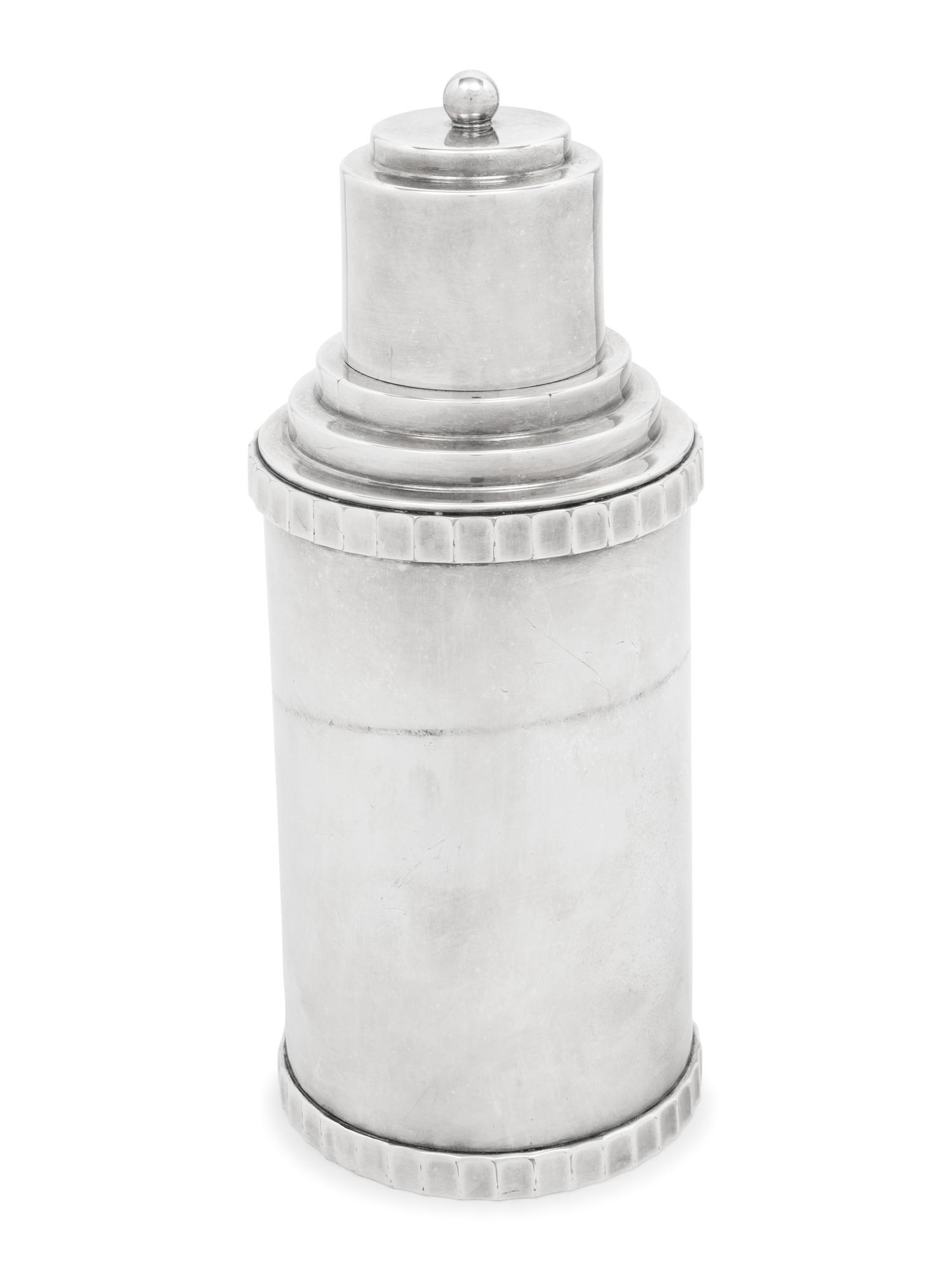 An American Silver-Plate Cocktail Shaker and Six Cocktail Cups
