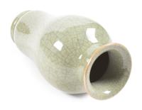 A Pair of Chinese Pale Celadon Crackle Glazed Porcelain Vases