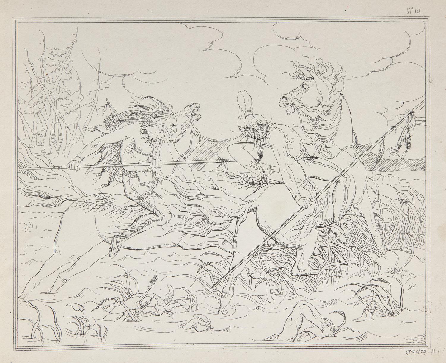 [Americana] Darley, Felix O.C. Scenes in Indian Life. A series of original designs etched on stone, by Felix O.C. Darley. To which is added in illustration, The Death of the War Eagle, A Tale