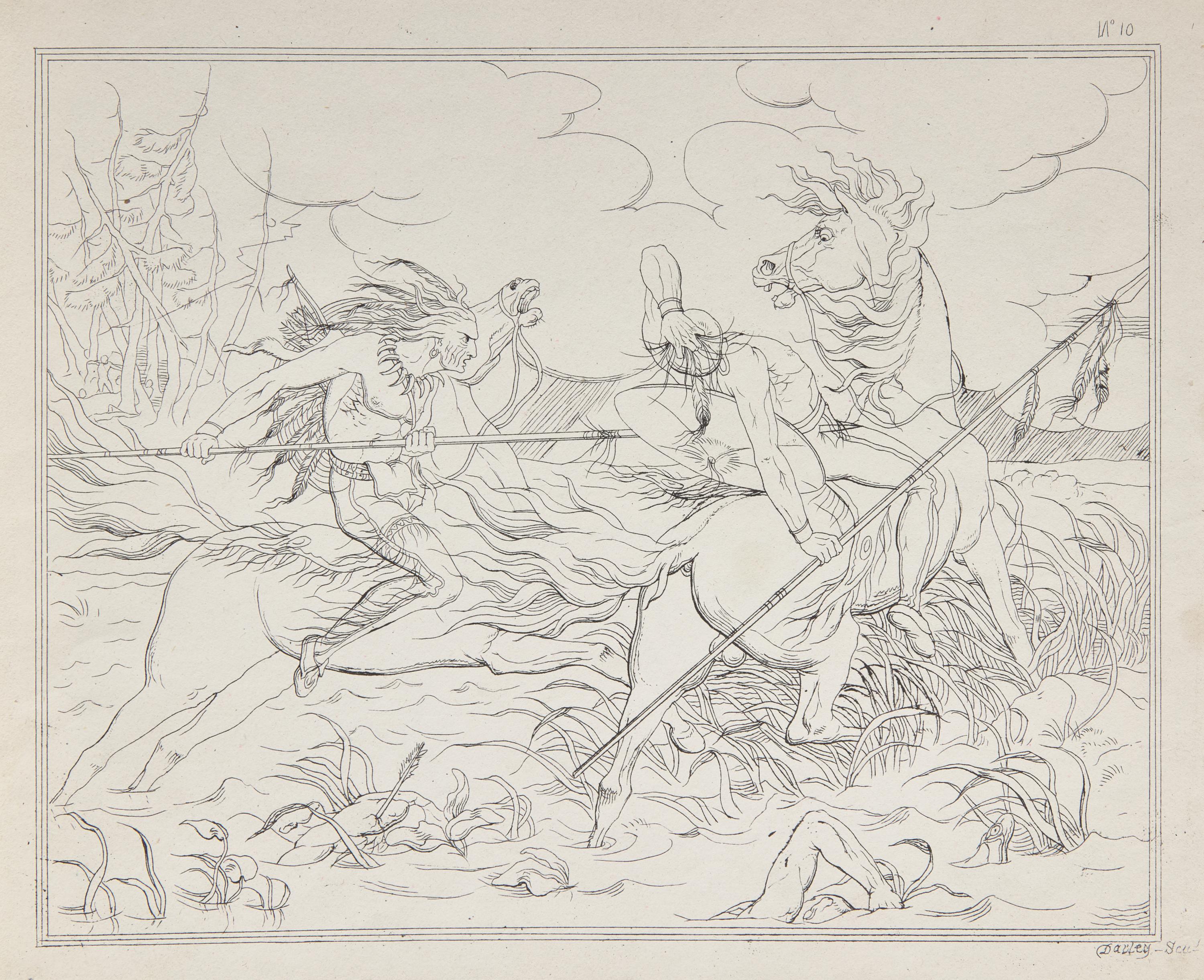 [Americana] Darley, Felix O.C. Scenes in Indian Life. A series of original designs etched on stone, by Felix O.C. Darley. To which is added in illustration, The Death of the War Eagle, A Tale