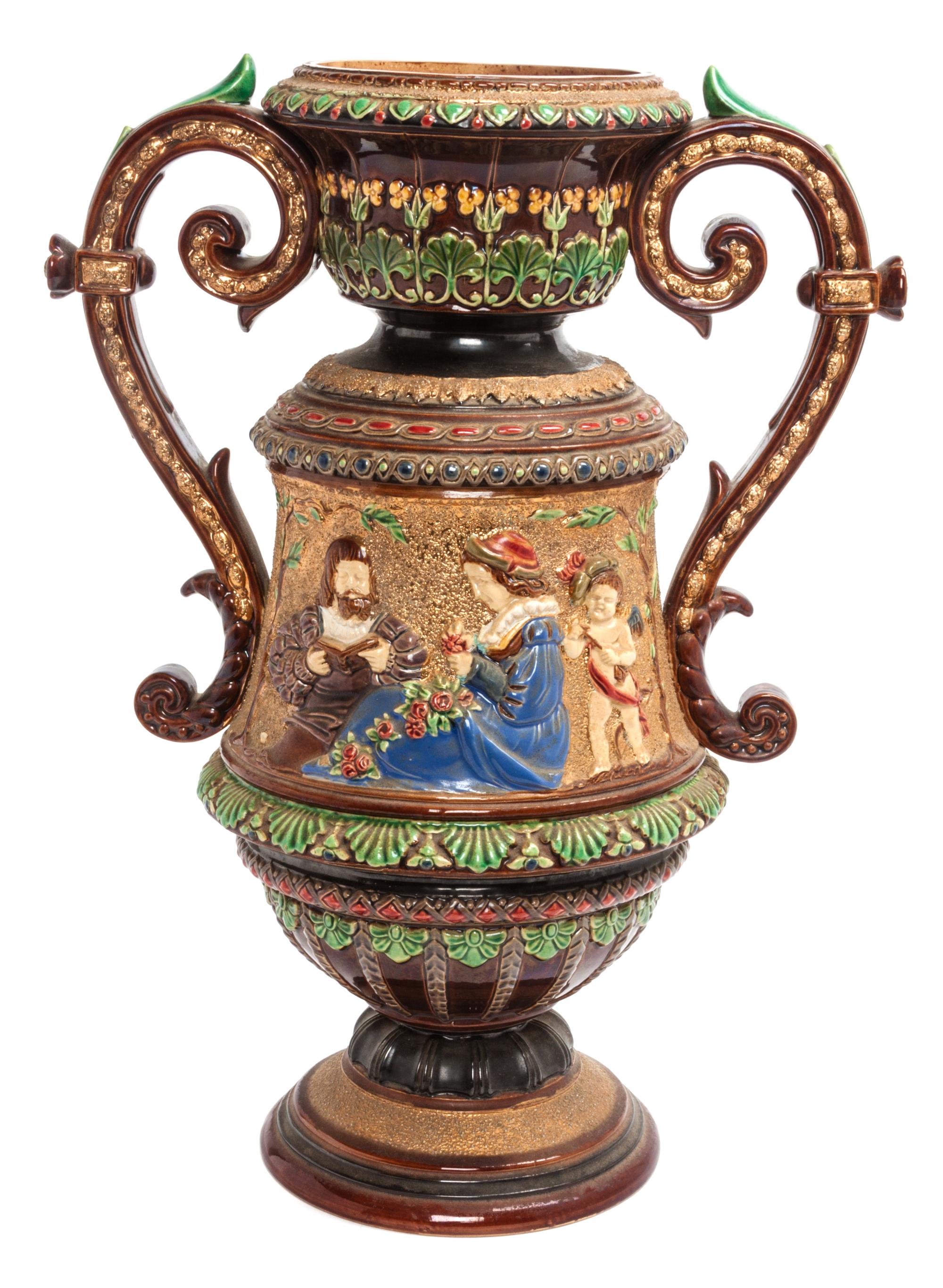A Neoclassical Ceramic Vase Height 15 inches.
