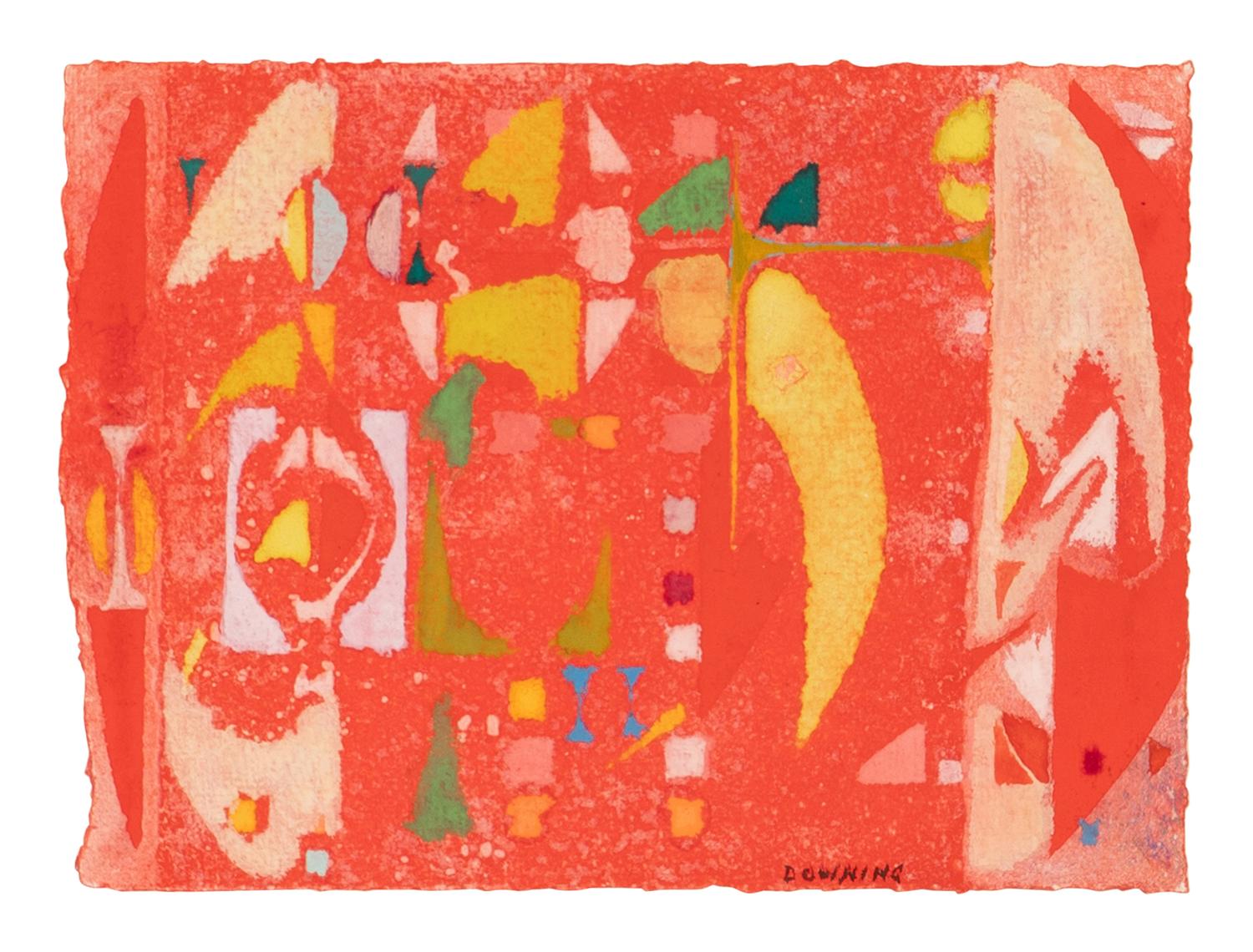 Abstract Composition in Blue and Green; along with Abstract Composition in Red (2 works)