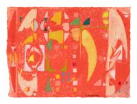 Abstract Composition in Blue and Green; along with Abstract Composition in Red (2 works)