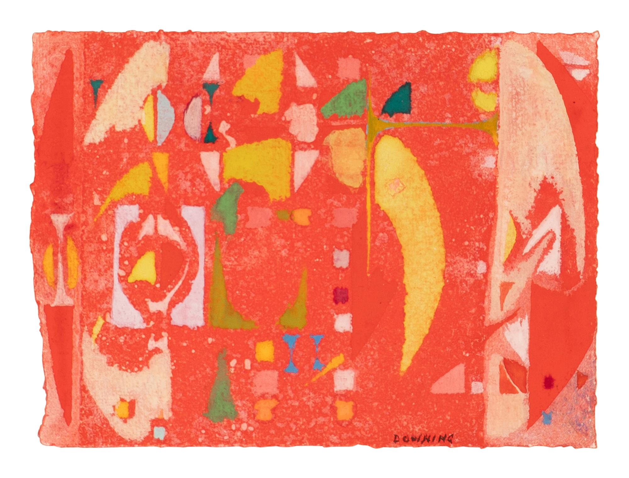 Abstract Composition in Blue and Green; along with Abstract Composition in Red (2 works)