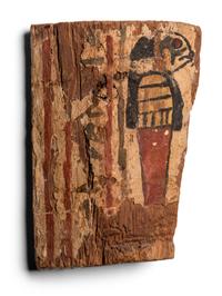 Two Egyptian Painted Wood Sarcophagus Fragments