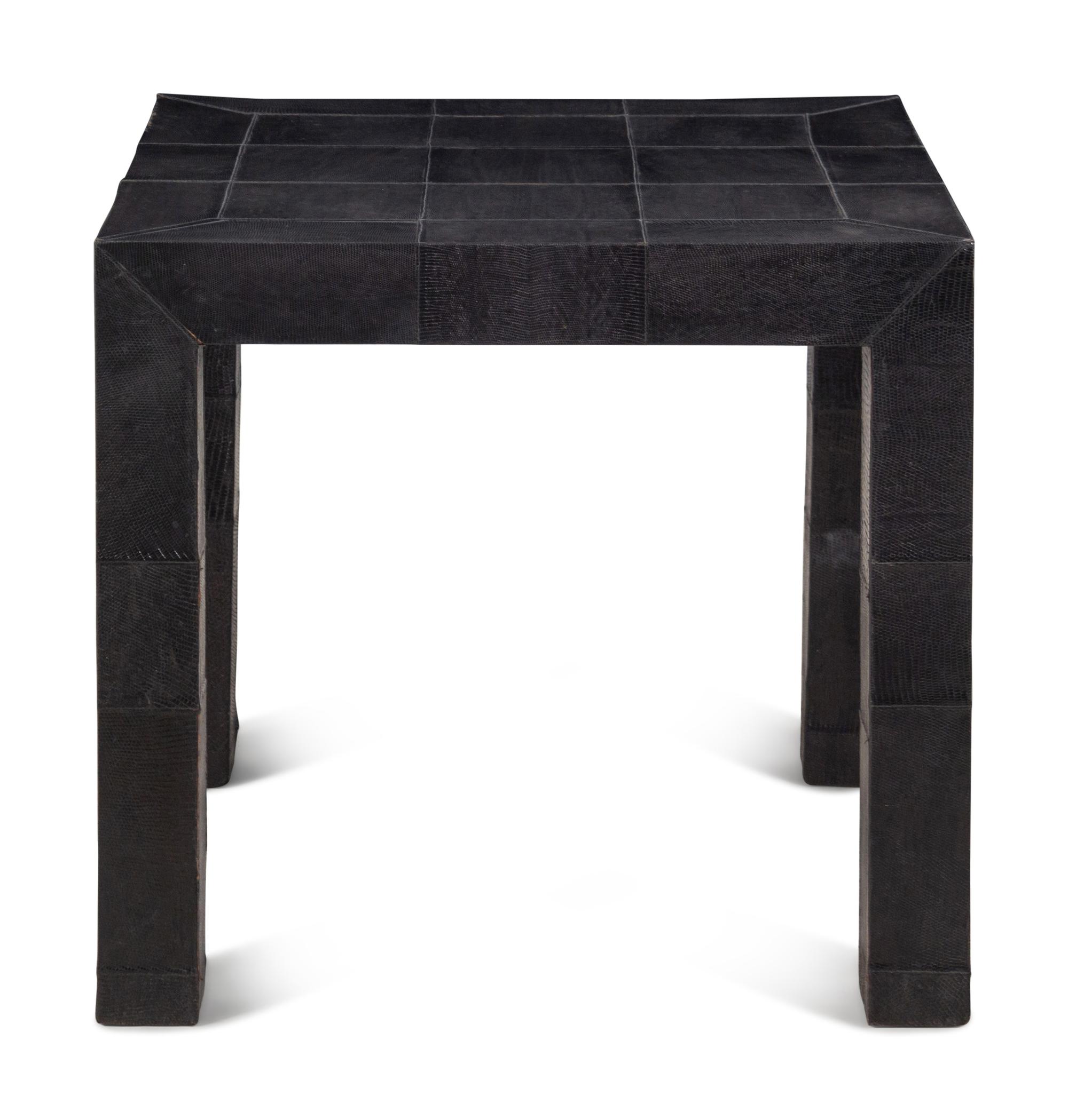 A Ginger Brown Black Faux Lizard Skin Side Table