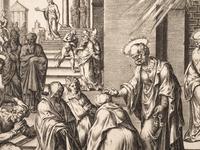 A group of five prints ( Descent from the Cross; The Raising of Tabitha, c. 1550; Untitled (A Saint's Blessing); Untitled (Benediction); Untitled (Saint in a Crowd), c. 1540)