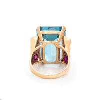 RETRO, AQUAMARINE AND RUBY RING