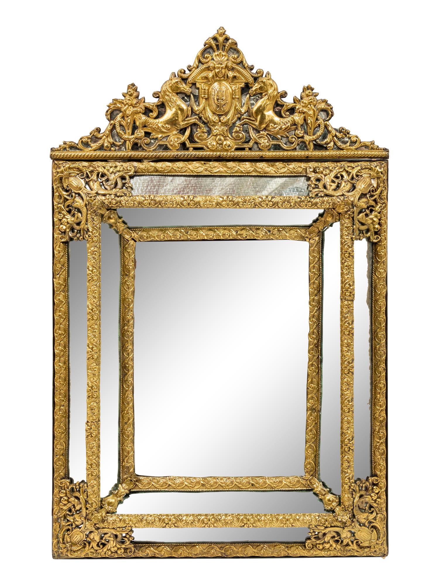 A Brass Embossed Venetian Style Mirror