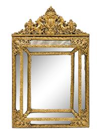 A Brass Embossed Venetian Style Mirror