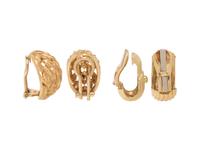 TWO PAIRS OF YELLOW GOLD CLIP EARRINGS
