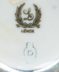 A Lenox Silver Overlay Porcelain Jar Height 5 inches.