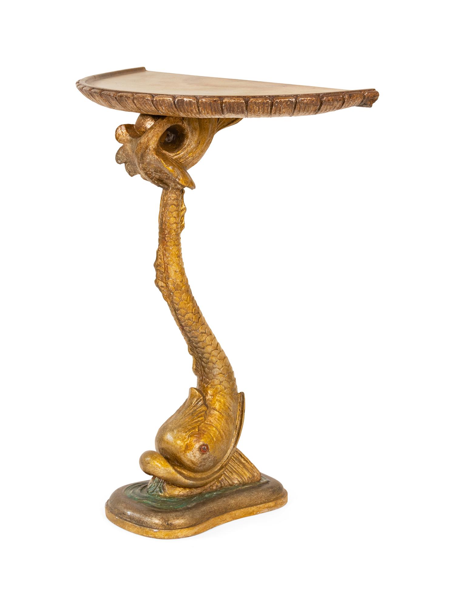 An Italian Silver Painted and Carved Demilune Console Table — FIRST QUARTER 20TH CENTURY