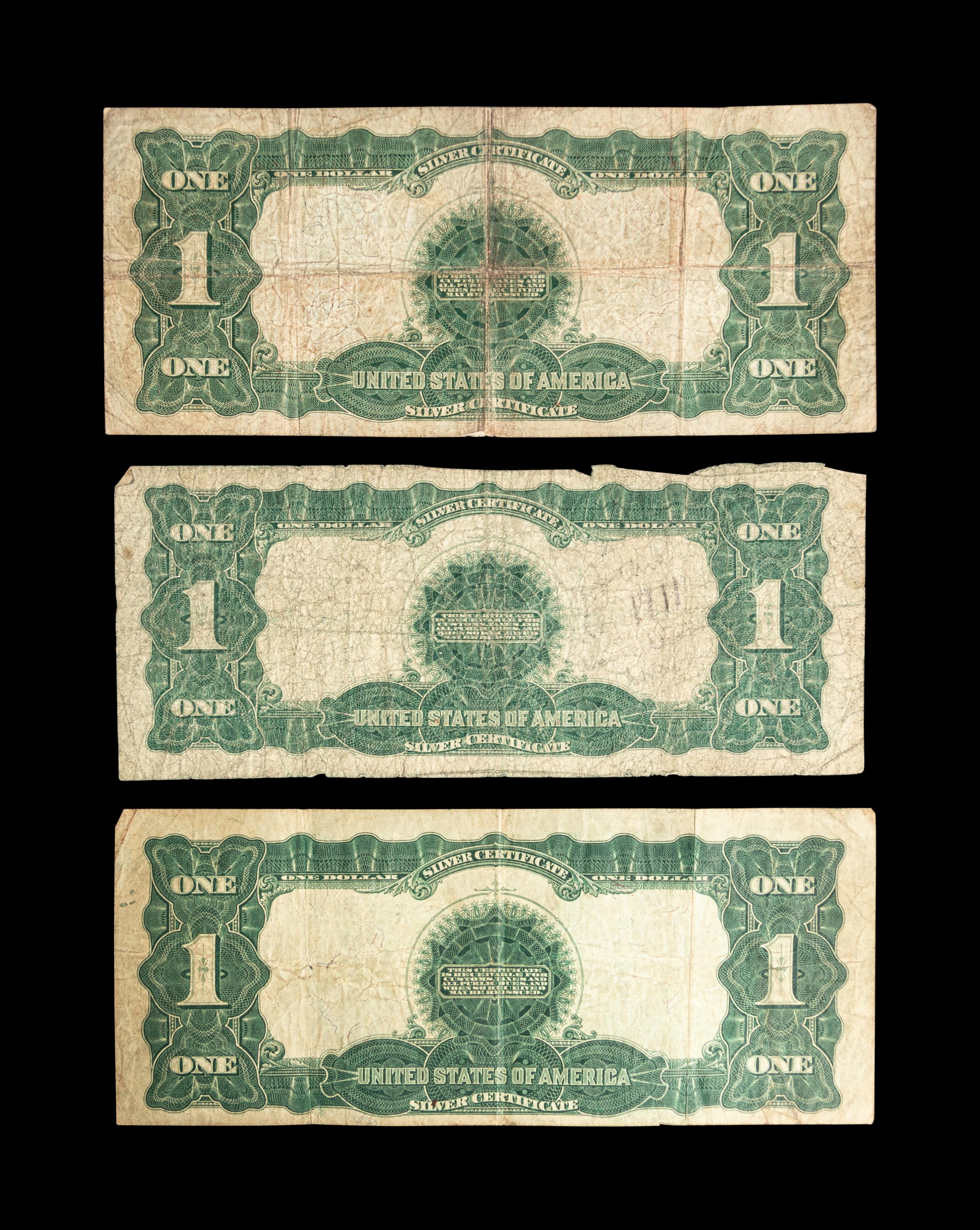 Three Series 1899 Black Eagle $1 Silver Certificates