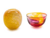 Bowl, 1975 Kosta Boda, Sweden together with a studio glass vessel