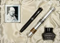 Conway Stewart: Churchill-Ebonite and Silver Trim Limited Edition Fountain Pen and Ink Set