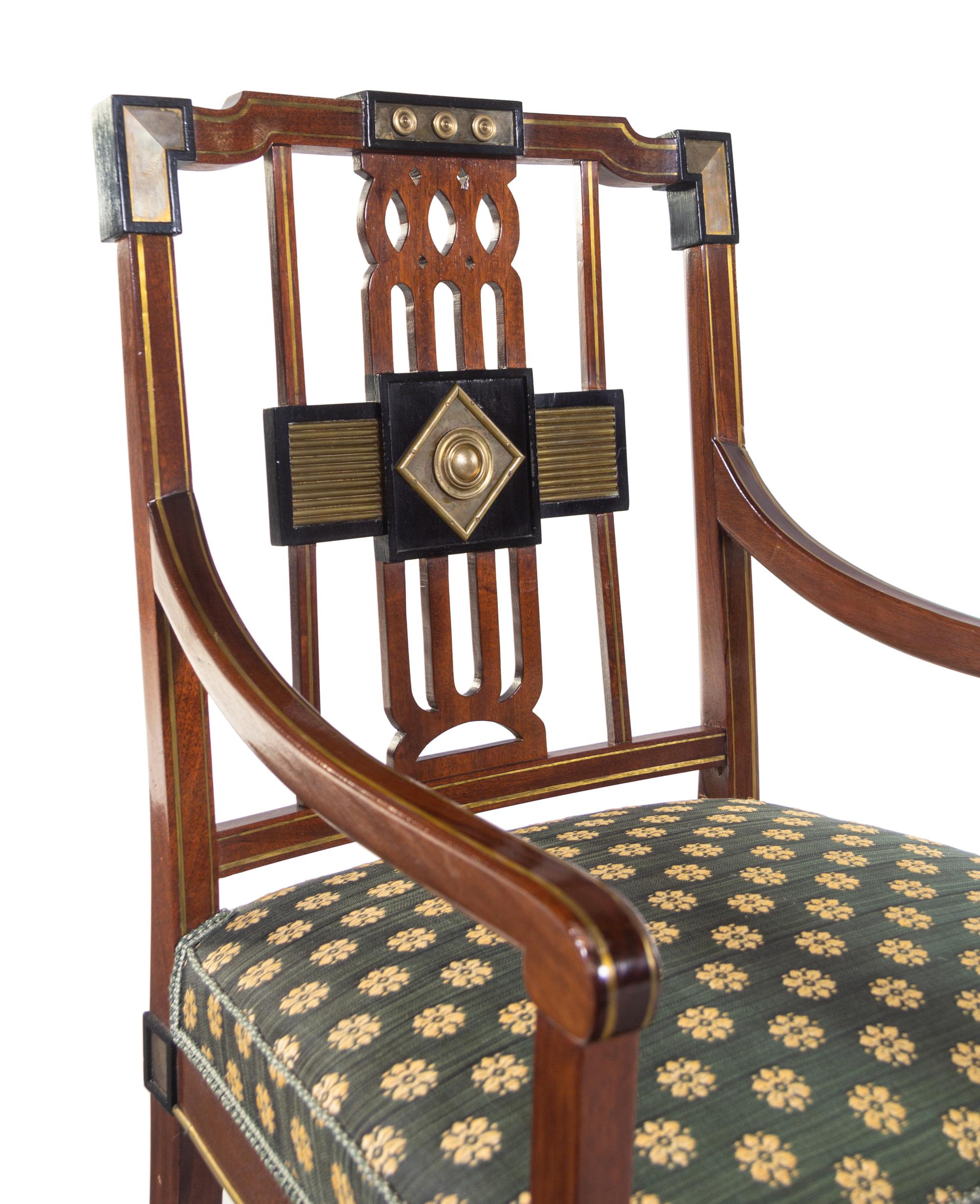 A Set of Twelve Russian Empire Bronze Mounted and Parcel Ebonized Mahogany Dining Chairs