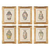 A Set of Six Framed Prints of Chinese Porcelain Vases