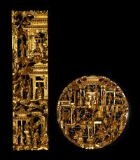 Two Chinese Gilt Wood Wall Panels