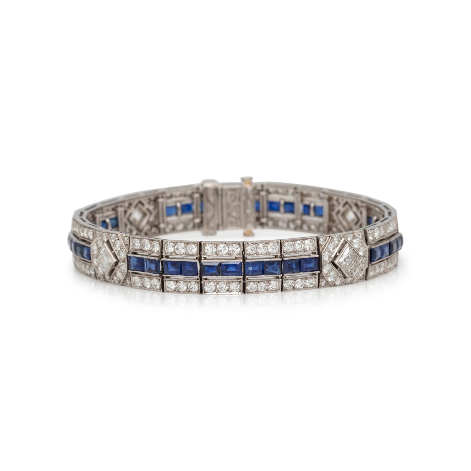 TIFFANY & CO., ART DECO, DIAMOND AND SAPPHIRE BRACELET