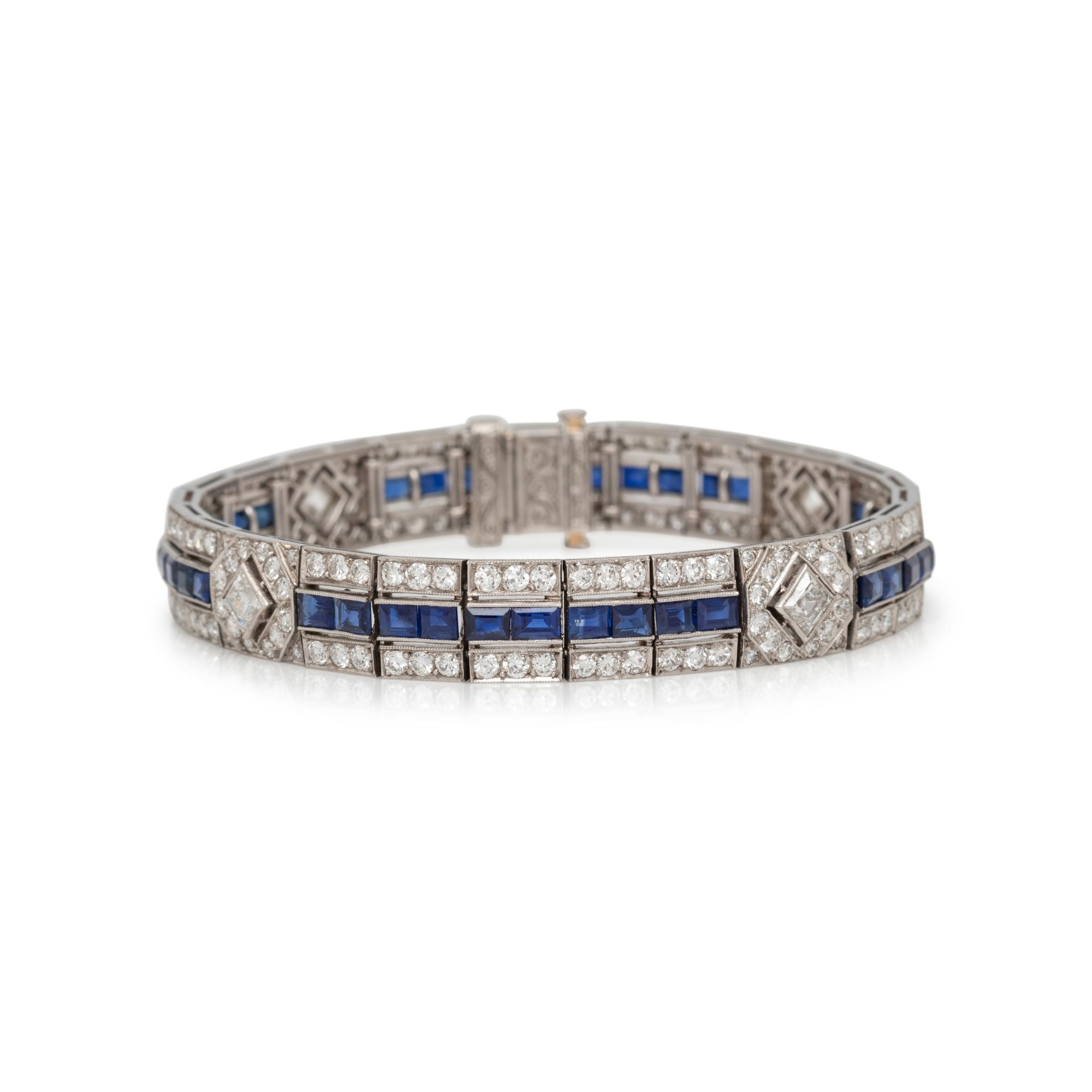 TIFFANY & CO., ART DECO, DIAMOND AND SAPPHIRE BRACELET